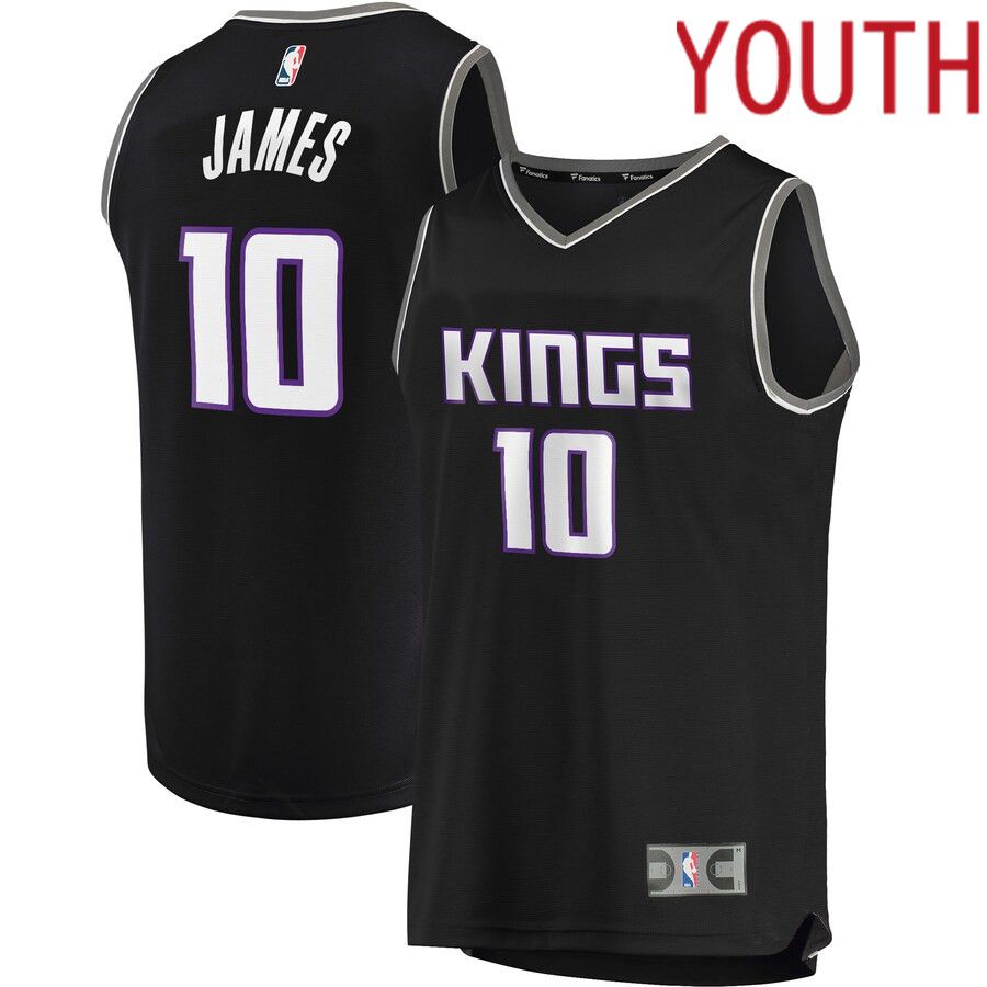Youth Sacramento Kings #10 Justin James Fanatics Branded Black Fast Break Replica NBA Jersey->youth nba jersey->Youth Jersey